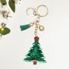 Fashnzfab Bling Christmas Tree Tassel Keychain In Green