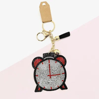 Fashnzfab Bling Clock Tassel Keychain In Black
