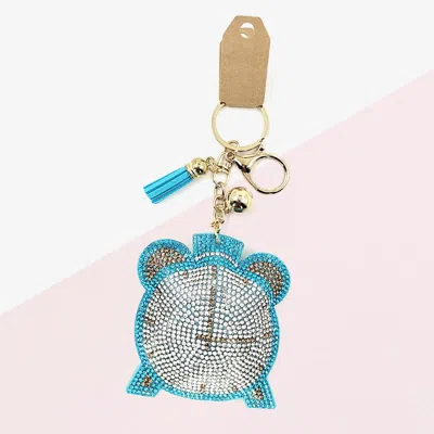 Fashnzfab Bling Clock Tassel Keychain In Blue