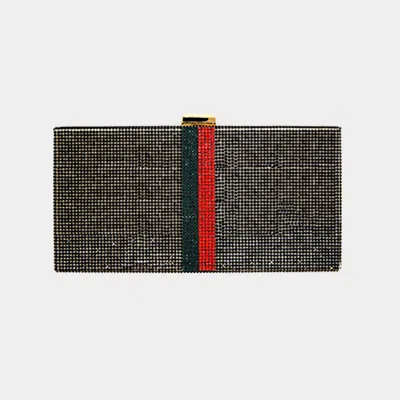 Fashnzfab Bling Color Block Rectangle Evening Clutch / Crossbody Bag In Black