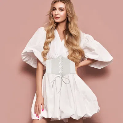 Fashnzfab Bling Corset Stretch Elastic Belt In White