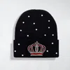 Fashnzfab Bling Crown Beanie Hat In Black