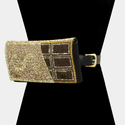 Fashnzfab Bling Dollar Sign Chocolate Fanny Pack / Belt / Crossbody Bag In Multi