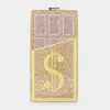 Fashnzfab Bling Dollar Sign Chocolate Vertical Clutch Bag In Gold