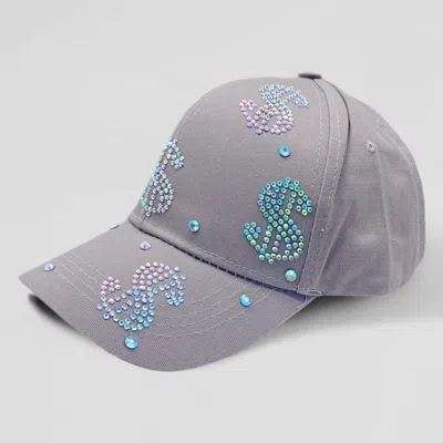 Fashnzfab Bling Dollar Sign Patterned Baseball Cap In Gray