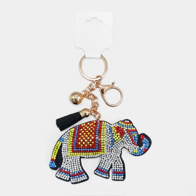 Fashnzfab Bling Elephant Tassel Keychain In Multi
