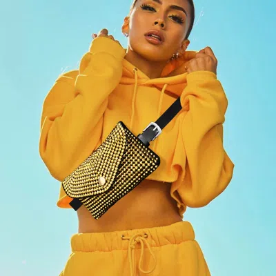 Fashnzfab Bling Envelope Belt Bag / Crossbody Bag In Gold