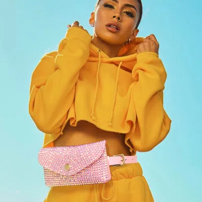 Fashnzfab Bling Envelope Belt Bag / Crossbody Bag In Pink