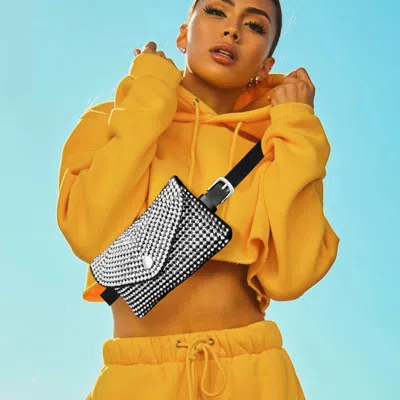 Fashnzfab Bling Envelope Belt Bag / Crossbody Bag In Silver