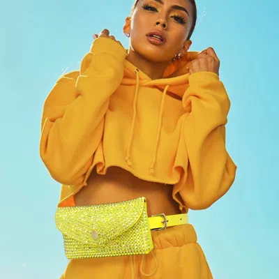 Fashnzfab Bling Envelope Belt Bag / Crossbody Bag In Yellow