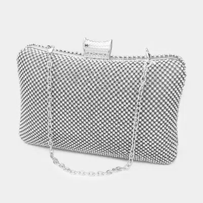 Fashnzfab Bling Evening Tote / Clutch / Crossbody Bag In Silver