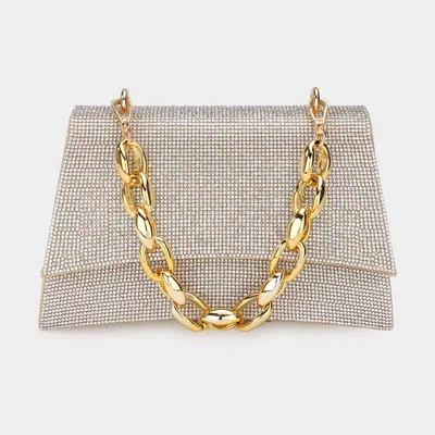 Fashnzfab Bling Evening Tote / Crossbody Bag In Gold