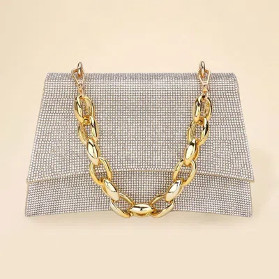 Fashnzfab Bling Evening Tote / Crossbody Bag In Gold