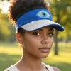Fashnzfab Bling Evil Eye Accented Visor Hat In Blue