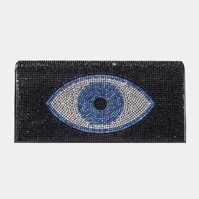 Fashnzfab Bling Evil Eye Evening Clutch Crossbody Bag In Black