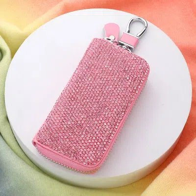 Fashnzfab Bling Faux Leather Key Wallet In Pink