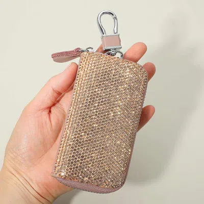 Fashnzfab Bling Faux Leather Key Wallet In Pink