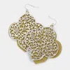 Fashnzfab Bling Filigree Quatrefoil Clover Metal Dangle Earrings In Gold