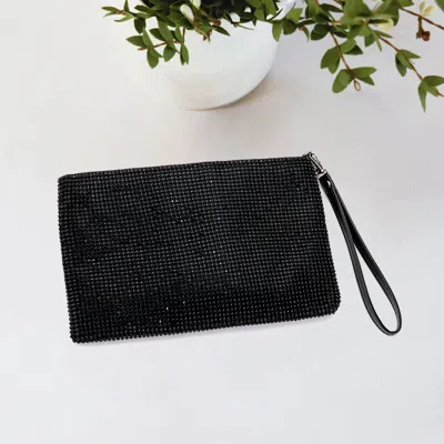 Fashnzfab Bling Flat Clutch / Crossbody Bag In Black