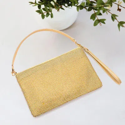 Fashnzfab Bling Flat Clutch / Crossbody Bag In Gold