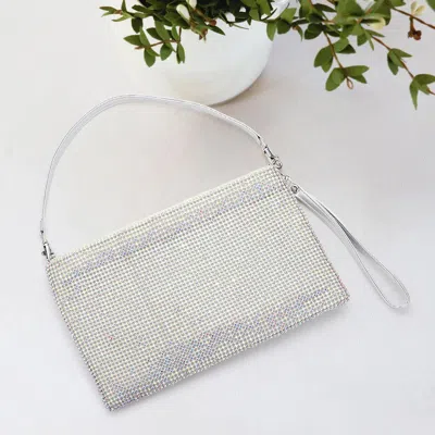 Fashnzfab Bling Flat Clutch / Crossbody Bag In White