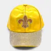 Fashnzfab Bling Fleur De Lis Accented Baseball Cap In Gold