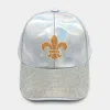 Fashnzfab Bling Fleur De Lis Accented Baseball Cap In Silver