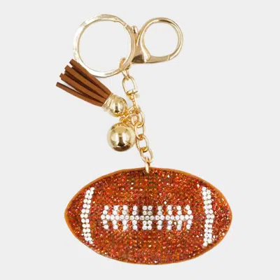 Fashnzfab Bling Football Tassel Keychain In Brown
