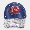 Fashnzfab Bling Glass Crystal Stone Accented Elephant Baseball Cap In Blue