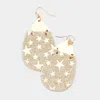 Fashnzfab Bling Glitter Star Pattern Accented Teardrop Earrings In Gold