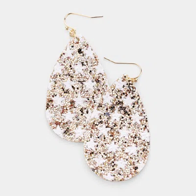 Fashnzfab Bling Glitter Star Pattern Accented Teardrop Earrings In Multi