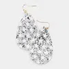 Fashnzfab Bling Glitter Star Pattern Accented Teardrop Earrings In Silver