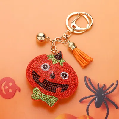 Fashnzfab Bling Halloween Pumpkin Keychain / Bag Charm In Gold