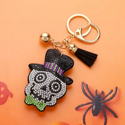 Fashnzfab Bling Halloween Skull Keychain / Bag Charm In Multi