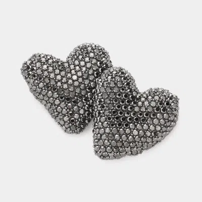 Fashnzfab Bling Heart Earrings In Black