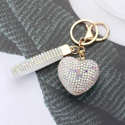 Fashnzfab Bling Heart Keychain / Bag Charm In Metallic
