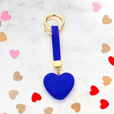Fashnzfab Bling Heart Keychain In Blue
