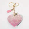 Fashnzfab Bling Heart Tassel Keychain In Pink