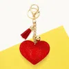 Fashnzfab Bling Heart Tassel Keychain In Red