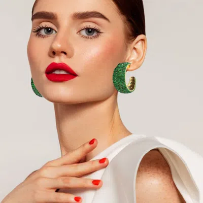 Fashnzfab Bling Hoop Earrings In Multi