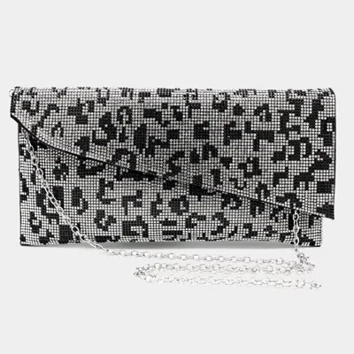Fashnzfab Bling Leopard Patterned Evening Clutch / Crossbody Bag In Black