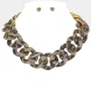Fashnzfab Bling Leopard Studded Chunky Chain Necklace - Leopard In Multi