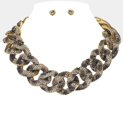 Fashnzfab Bling Leopard Studded Chunky Chain Necklace - Leopard In Multi