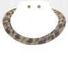Fashnzfab Bling Leopard Studded Chunky Necklace - Leopard In Multi