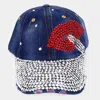 Fashnzfab Bling Lips Baseball Cap In Blue