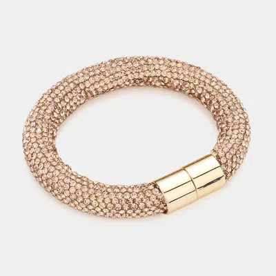 Fashnzfab Bling Magnetic Bracelet Peach In Pink