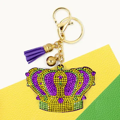 Fashnzfab Bling Mardi Gras Crown Keychain In Multi