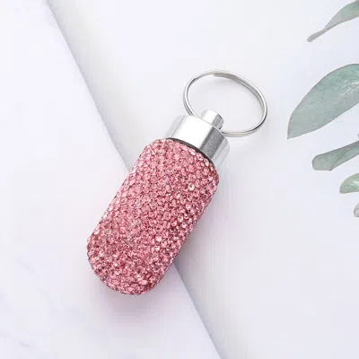 Fashnzfab Bling Mini Pill Case Keychain In Transparent