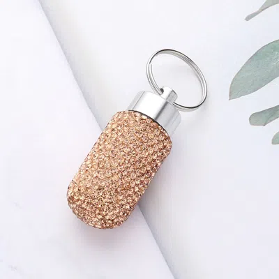 Fashnzfab Bling Mini Pill Case Keychain In Yellow