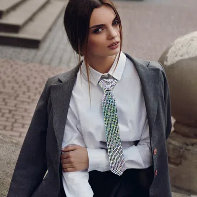 Fashnzfab Bling Neck Tie Necklace In Multi